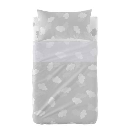 Clouds Laken Set ledikant 2-delig Grijs Basic Kids, Grijs, 100% katoen, de kwaliteit van 150 TC