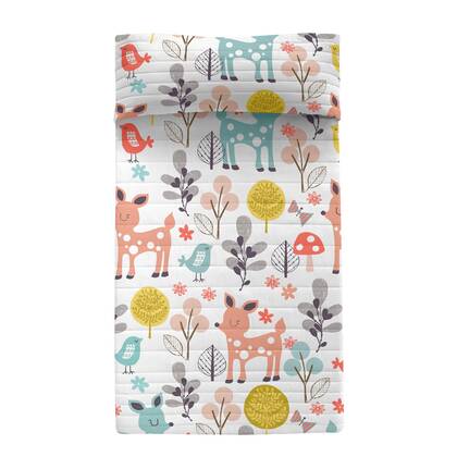 Woodland Sprei Moshi Moshi, Veelkleurig, 100% Katoen (buitenkant) 100% Polyester (vulling), de kwaliteit van 150 TC Multicolor