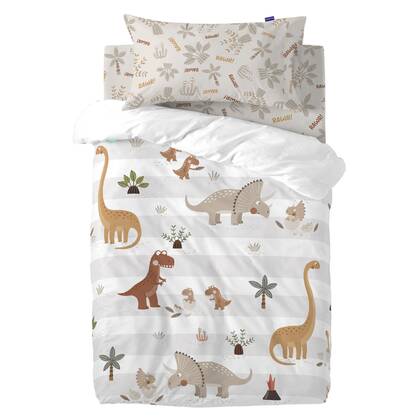 Dino family Dekbedovertrek 2-delig 100x135 cm (Ledikant) Moshi Moshi, Veelkleurig, 100% katoen, de kwaliteit van 150 TC Multicolor