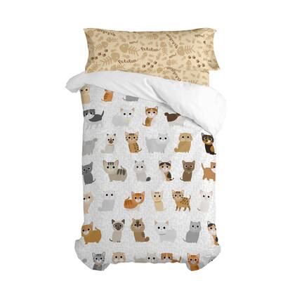 Cats Dekbedovertrek 2-delig 180x220 cm (Bed 105) Mr Fox, Veelkleurig, 100% katoen, de kwaliteit van 150 TC Multicolor
