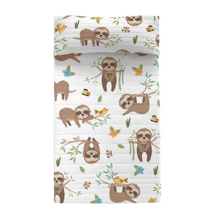 Happy sloth Sprei Moshi Moshi, Veelkleurig, 100% Katoen (buitenkant) 100% Polyester (vulling), de kwaliteit van 150 TC Multicolor
