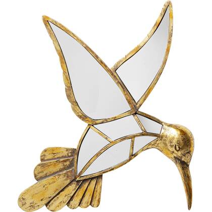 Wanddecoratie spiegel kolibrie 60cm Kare Design Goud