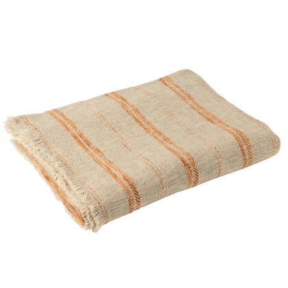 J-Line plaid Strepen - linnen|katoen - beige|roest Oranje