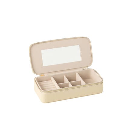 J-Line Juwelendoos Rechthoek+Spiegel Kunstleder Beige