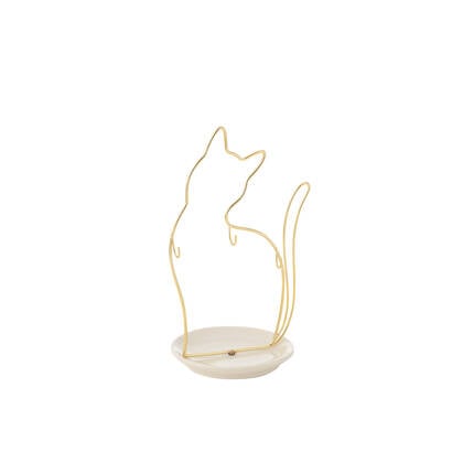 J-Line kom Kat - porselein|metaal - large Wit