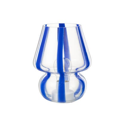 J-Line tafellamp Strepen - glas - transparant|blauw - large afbeelding