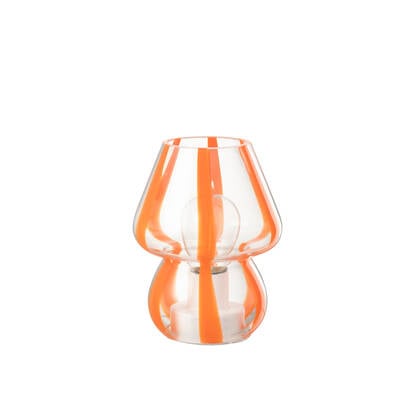J-Line Tafellamp Strepen Glas Transparant|Oranje Small