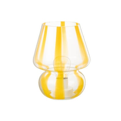 J-Line Tafellamp Strepen Glas Transparant|Geel Large