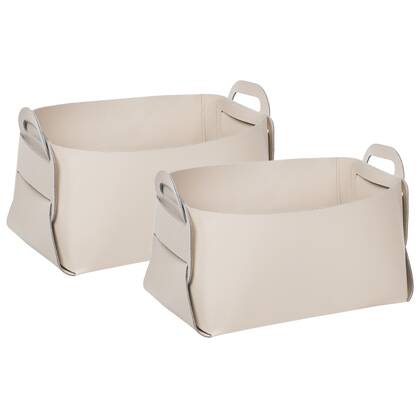 Beliani - NUZI - Opbergmanden set van 2 - Beige - Kunstleer