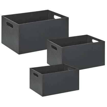 Beliani - LARSA - Opbergdozen set van 3 - Grafiet - Kunstleer Grijs
