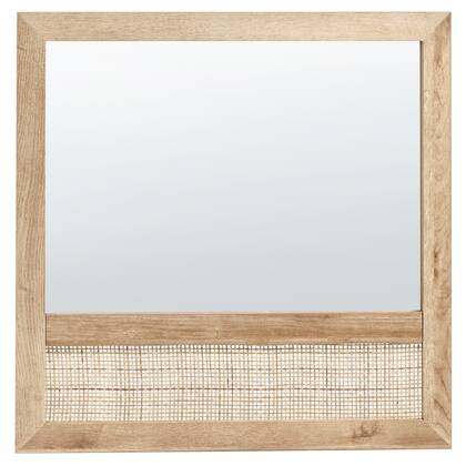Beliani - ROSELL - Wandspiegel - Lichthout - 60 x 60 cm - Vezelplaat Bruin