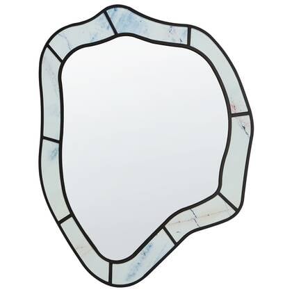 Beliani - LIVERDUN - Wandspiegel - Licht - Glas|MDF Blauw