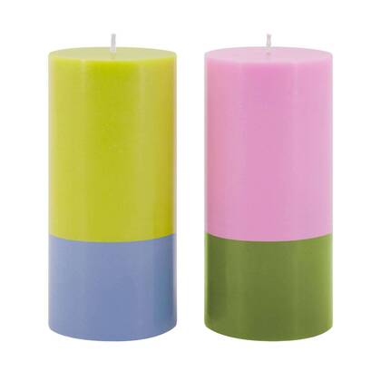 Remember - Blokkaarsen Porto Set van 2 Stuks Multicolor