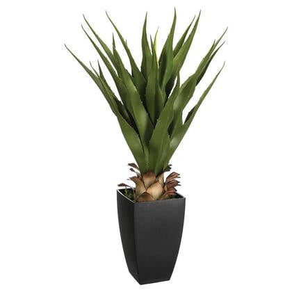 Atmosphera Agave Rect Kunstplant - in pot van cement - 73 cm Groen