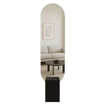 MIRRORS AND MORE MISOU Wandspiegel Passpiegel Staande Ronde Spiegel... Zwart
