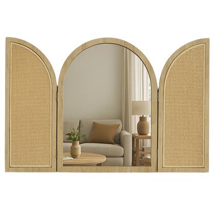 MISOU Bali Wandspiegel Shutter Spiegel Hout 40x50cm Woondecoratie V... Bruin