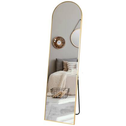 MISOU Passpiegel Goud Staand met Standaard Lange Spiegel 150cm Woon...