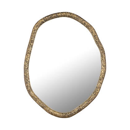 PTMD Paislie Brass Organic Shaped Mirror Round Goud