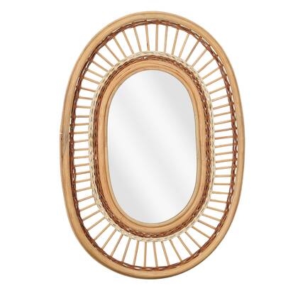 Mica Decorations Wandspiegel - L59 x B40 x H3 cm - Rotan - Licht Bruin