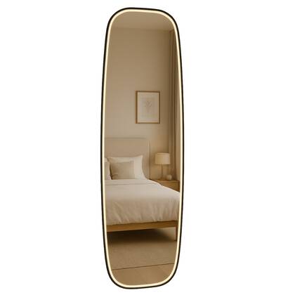 MIRRORS AND MORE MISOU Wandspiegel LED Organische Ovale Spiegel Deu... Zwart