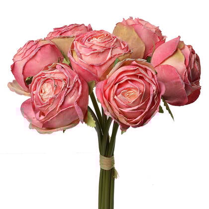Clayre & Eef Kunstbloem 34 cm Roze Kunststof Rozen