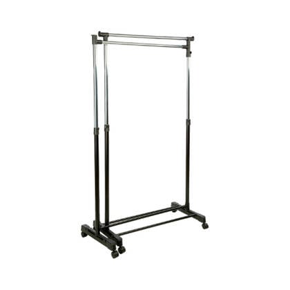 5Five Kledingrek 2x enkele stang - kunststof - zwart - 162 x 168cm