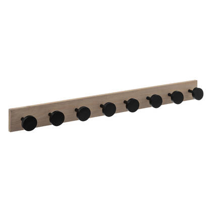 5Five Wandkapstok - 8-haaks - licht|zwart - 80 cm Bruin