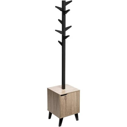 5Five kapstok - beige| - MDF hout - 8 haaks - 34 x 32 x 168 cm Zwart