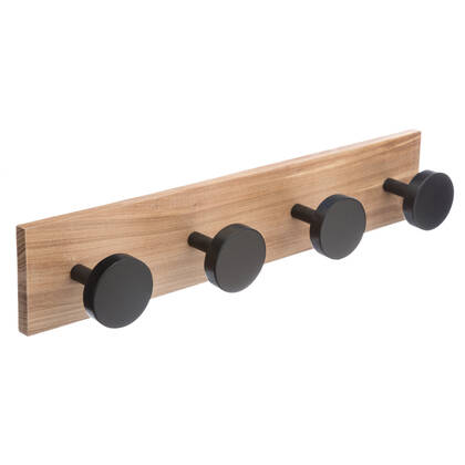 5Five Wandkapstok - 4-haaks - licht|zwart - 40 cm Bruin