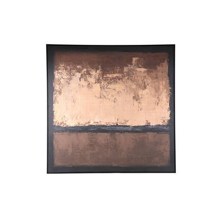 PTMD Asante Brown Canvas Painted Wallpanel Square Frame Bruin