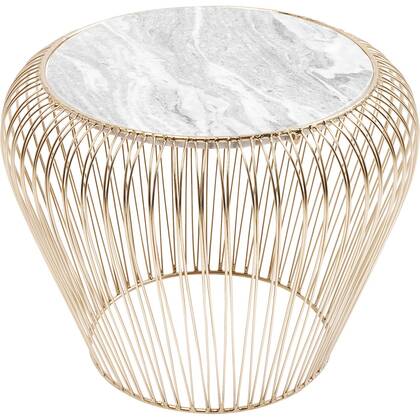 Bijzettafel Beam Grijs Marmer Messing Ø43cm Kare Design Goud