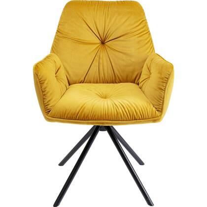 Kare Design Mila Stoel met armleuningen fluweel Geel
