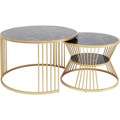 Kare Design Roma Salontafel zwart en Set van 2 Goud