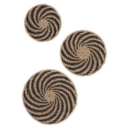 MUST Living Wall panel Whirl BLACK, set of 3,Ø41x11 cm | Ø51x13 cm... Zwart