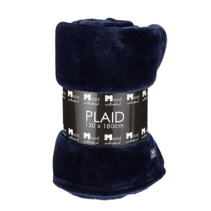Mica Decorations Famke Fleece Plaid - 180 x 130 cm - Donker Blauw