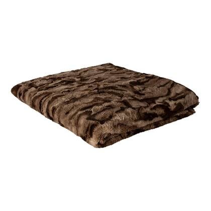 PTMD Clarisse Deken - 220x240x2 cm - Imitatie Bont - Bruin