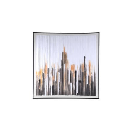 PTMD Gustas Brown Framed Wallpanel Poly Strips Square Bruin