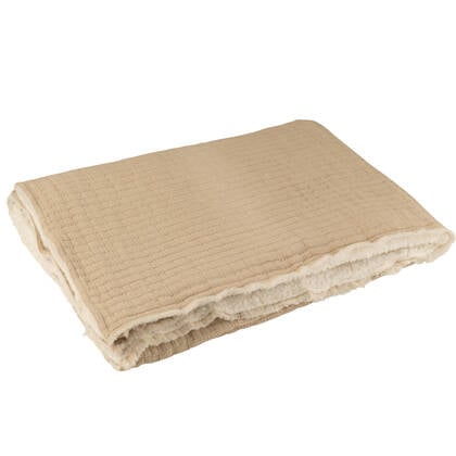 J-line - Plaid Teddy Strepen Katoen|polyester Beige - 180x130x1cm