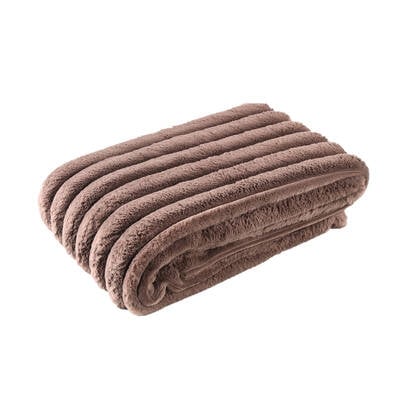 PTMD Hadi Brown Ribbed Fake Fur Plaid Small Bruin
