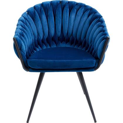Kare Design Knot Stoel met armleuningen fluweel Blauw