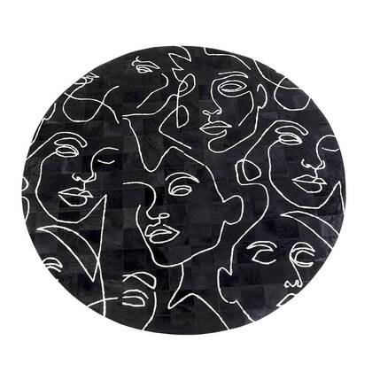 Vloerkleed gezicht Ø250cm Kare Design Zwart