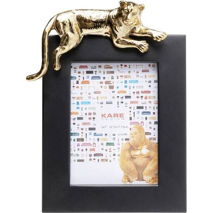 Fotolijst tijger 24x29cm en goud Kare Design Zwart