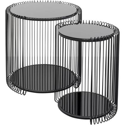 Bijzettafel Wire Double (2|Set) Kare Design Zwart