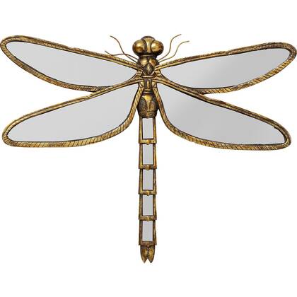 Wanddecoratie spiegel libel 71cm Kare Design Goud