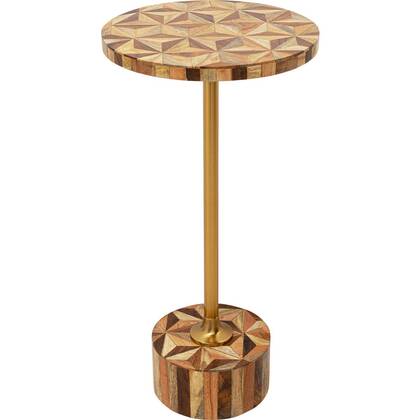 Bijzettafel Domero Geo Ø40cm goud Kare Design Bruin