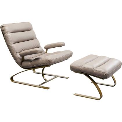 Kare Design Novel Fauteuil en Voetensteun Bruin