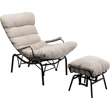 Kare Design Vienna Swing Fauteuil en Voetensteun Beige