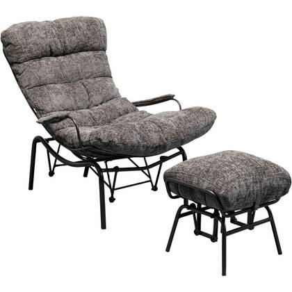 Kare Design Vienna Swing Fauteuil en Voetensteun Grijs
