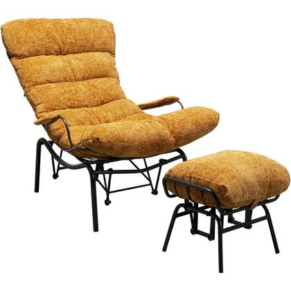 Kare Design Vienna Swing Fauteuil en Voetensteun Geel