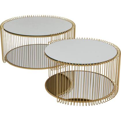 Kare Design Wire Salontafel double Set van 2 Goud